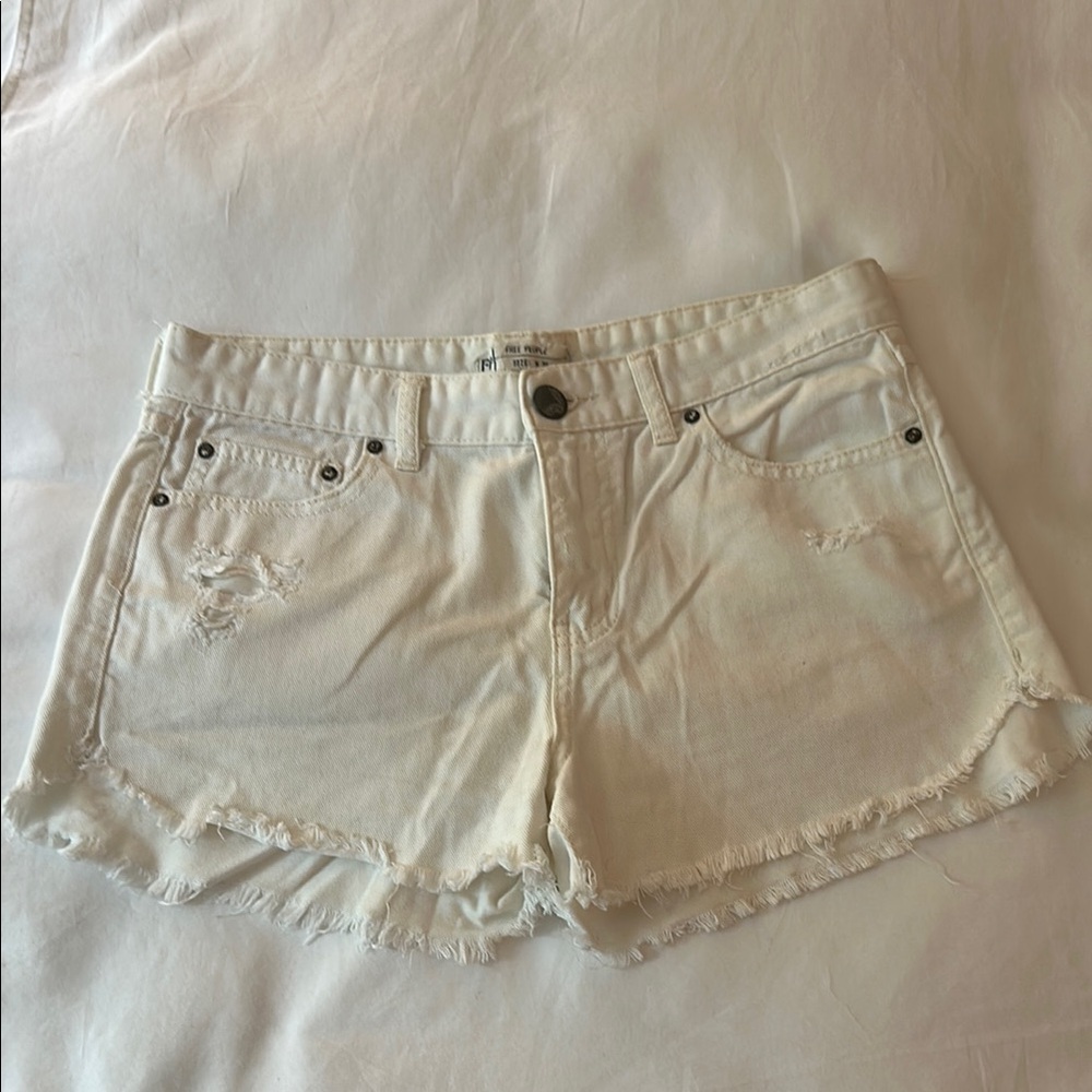 Free People off white Frayed Jean Shorts